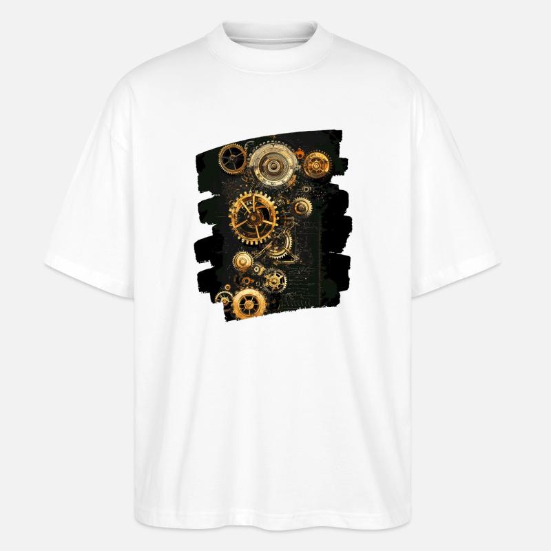 Steampunk Clockwork - Stanley/Stella Oversized Unisex Organic T-shirt Blaster 2.0 - white