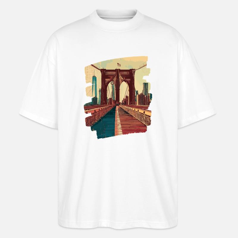 Brooklyn Bridge - Stanley/Stella Oversized Unisex Bio T-Shirt Blaster 2.0 - Weiß