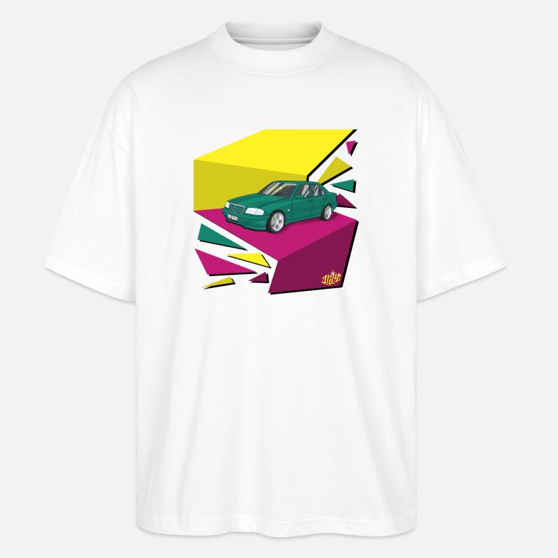 Funky 90‘s car - Stanley/Stella Oversized Unisex Bio T-Shirt Blaster 2.0 - Weiß