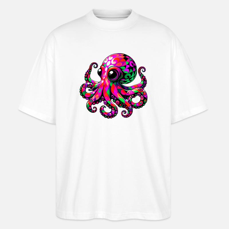 Krake - Stanley/Stella Oversized Unisex Bio T-Shirt Blaster 2.0 - Weiß