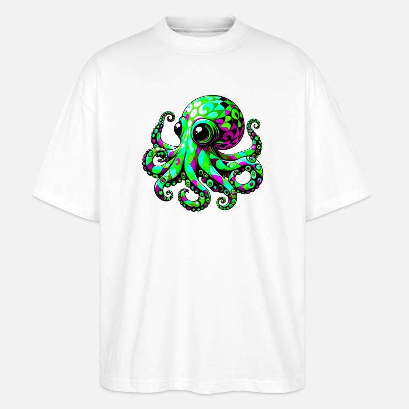 Krake - Stanley/Stella Oversized Unisex Bio T-Shirt Blaster 2.0 - Weiß