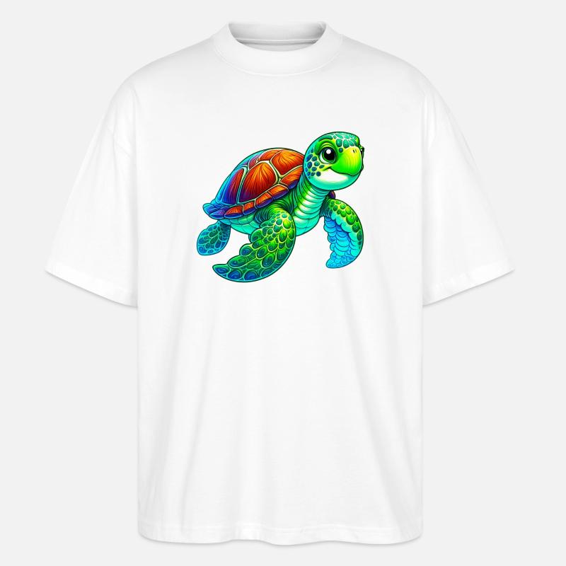 Schildkröte - Stanley/Stella Oversized Unisex Bio T-Shirt Blaster 2.0 - Weiß