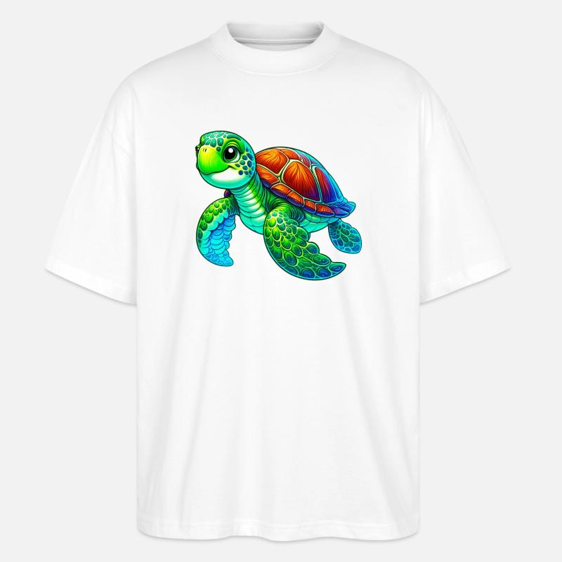 Schildkröte - Stanley/Stella Oversized Unisex Bio T-Shirt Blaster 2.0 - Weiß