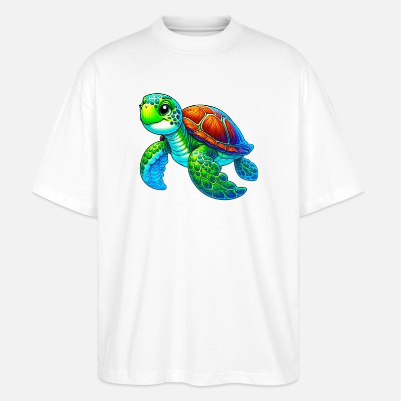 Schildkröte - Stanley/Stella Oversized Unisex Bio T-Shirt Blaster 2.0 - Weiß