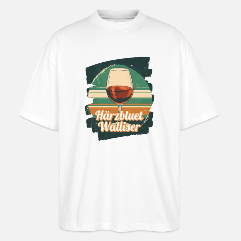 Härzbluetwalliser Walliser Wallis Schweiz - Stanley/Stella Oversized Unisex Bio T-Shirt Blaster 2.0 - Weiß