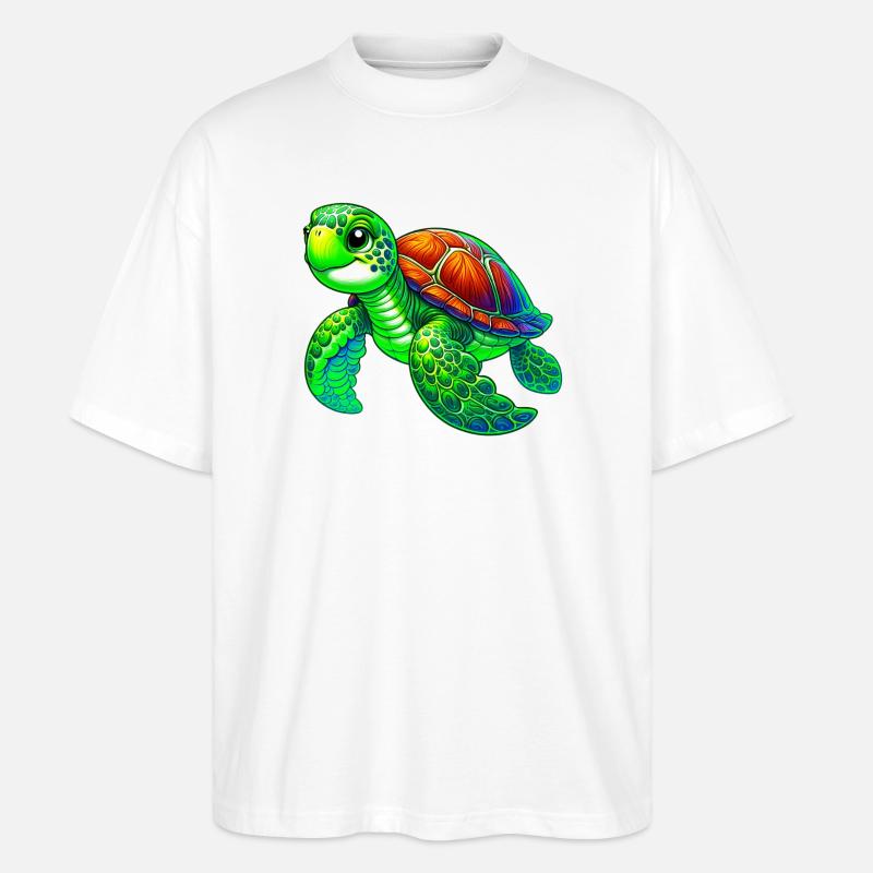 Schildkröte - Stanley/Stella Oversized Unisex Bio T-Shirt Blaster 2.0 - Weiß