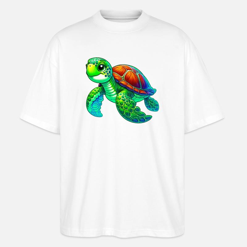 Schildkröte - Stanley/Stella Oversized Unisex Bio T-Shirt Blaster 2.0 - Weiß