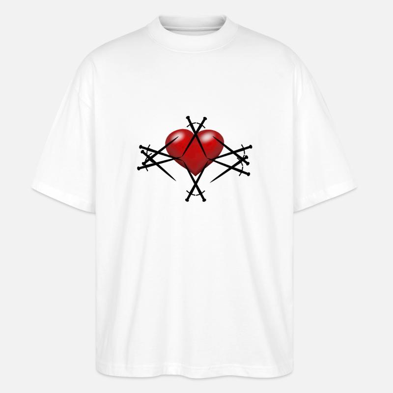 Épée Épées Coeur Guerrier Épéiste - T-shirt bio Blaster 2.0 coupe oversize Stanley/Stella Unisexe - blanc
