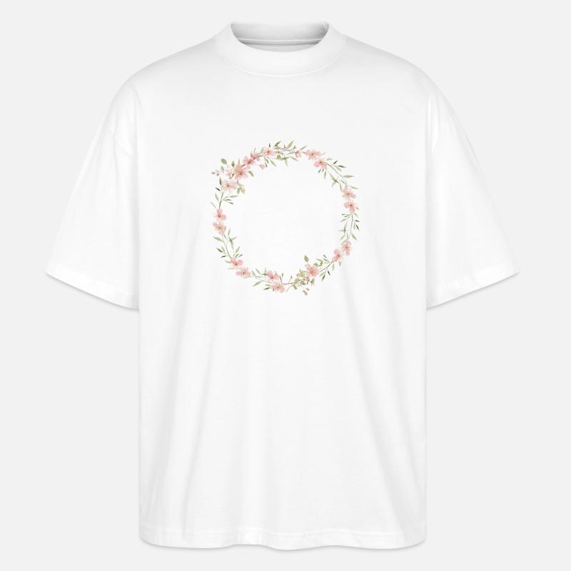 Frühlings-Kranz- personalisierbar - Stanley/Stella Oversized Unisex Bio T-Shirt Blaster 2.0 - Weiß
