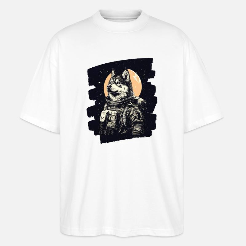 Husky Astronaut - Stanley/Stella Oversized Unisex Bio T-Shirt Blaster 2.0 - Weiß