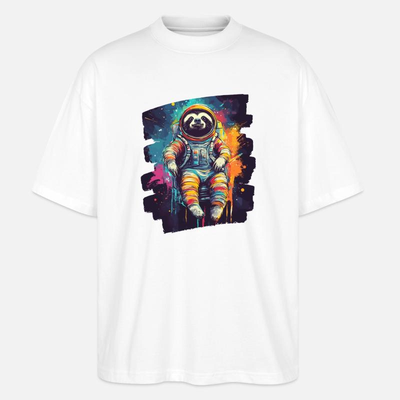 Faultier Astronaut - Stanley/Stella Oversized Unisex Bio T-Shirt Blaster 2.0 - Weiß