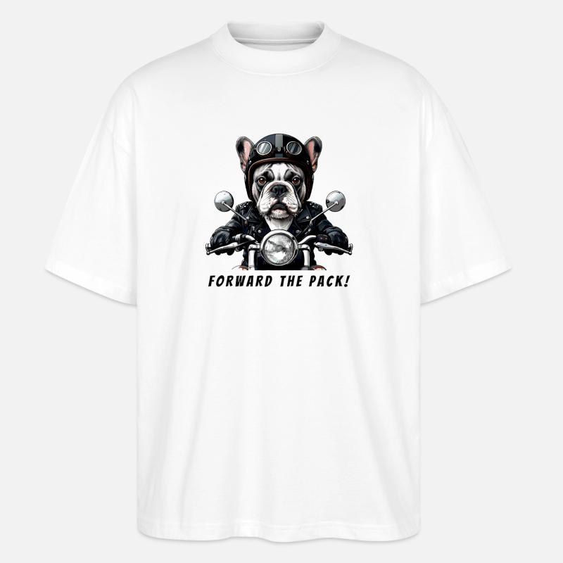 Bouledogue Motard "Forward the Pack" - T-shirt bio Blaster 2.0 coupe oversize Stanley/Stella Unisexe - blanc