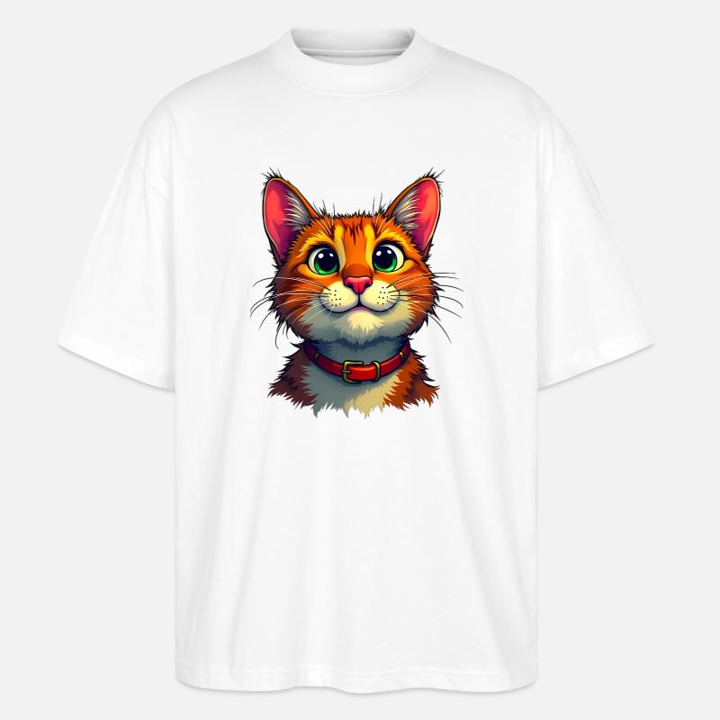 Süße Katze - Stanley/Stella Oversized Unisex Bio T-Shirt Blaster 2.0 - Weiß