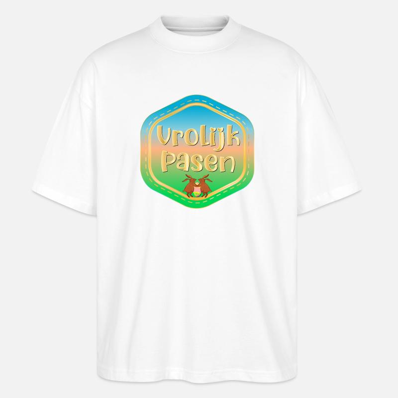 Joyeuses Pâques lapins de Pâques - T-shirt bio Blaster 2.0 coupe oversize Stanley/Stella Unisexe - blanc