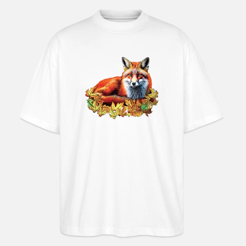 Rotfuchs im Herbst - Stanley/Stella Oversized Unisex Bio T-Shirt Blaster 2.0 - Weiß