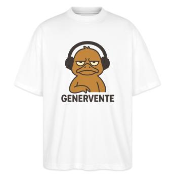 Genervente - Stanley/Stella Oversized Unisex Bio T-Shirt Blaster 2.0 - Weiß - Vorne - Alina (178cm) & Michal (187cm)