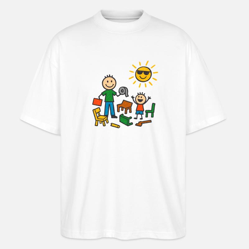 Papa baut das schon - Stanley/Stella Oversized Unisex Bio T-Shirt Blaster 2.0 - Weiß
