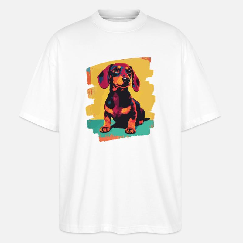 Dackel Dachshund - Stanley/Stella Oversized Unisex Bio T-Shirt Blaster 2.0 - Weiß