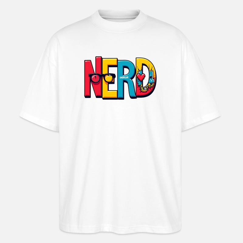 Nerd Chromatique Typographie 3D - T-shirt bio Blaster 2.0 coupe oversize Stanley/Stella Unisexe - blanc