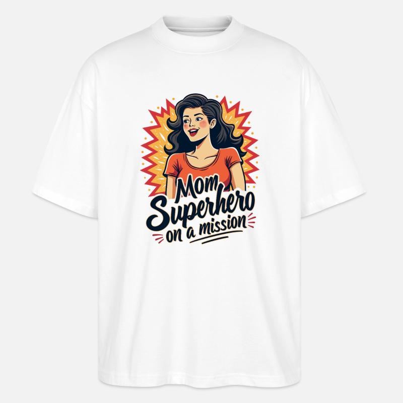 Mutter, Superheldin auf einer Mission ! - Stanley/Stella Oversized Unisex Bio T-Shirt Blaster 2.0 - Weiß