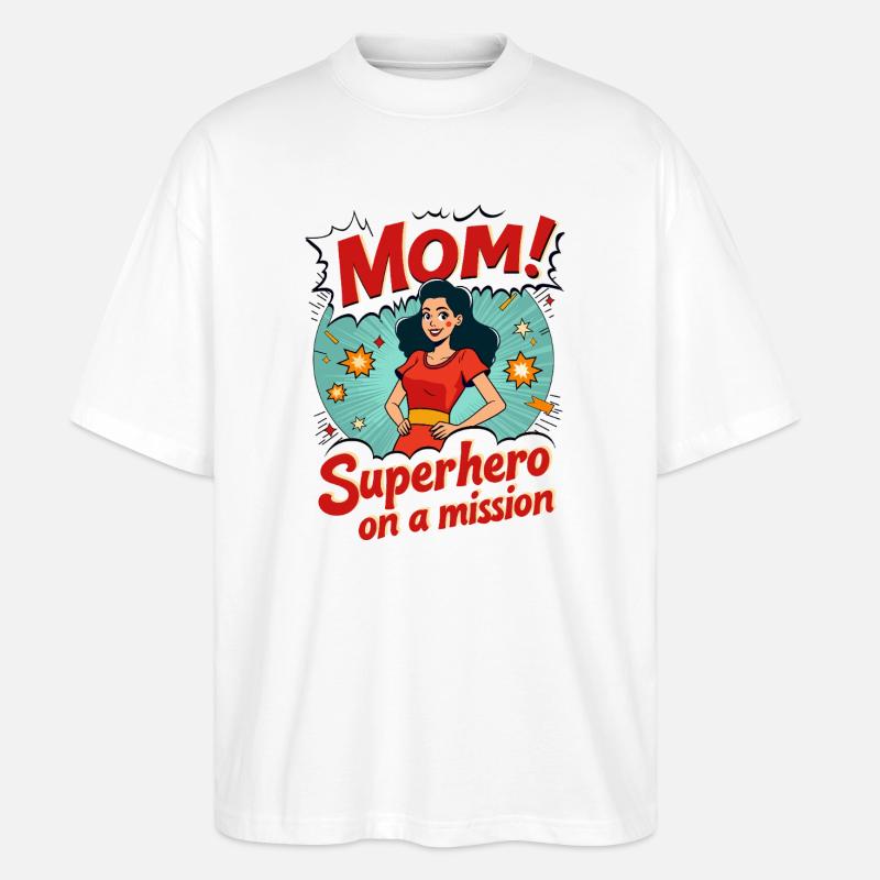 Mutter, Superheldin auf einer Mission ! - Stanley/Stella Oversized Unisex Bio T-Shirt Blaster 2.0 - Weiß