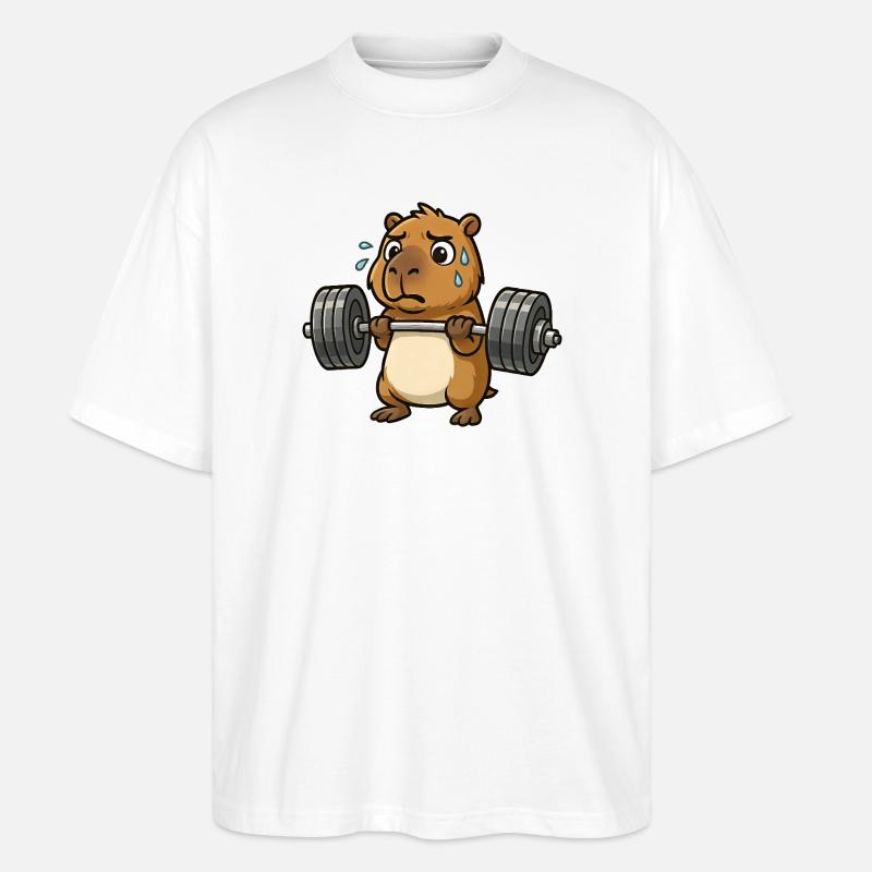 Entraînement drôle d’haltères Capybara Capybara - T-shirt bio Blaster 2.0 coupe oversize Stanley/Stella Unisexe - blanc