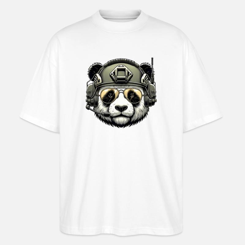Panda Military Army Design - Stanley/Stella Oversized Unisex Organic T-shirt Blaster 2.0 - white