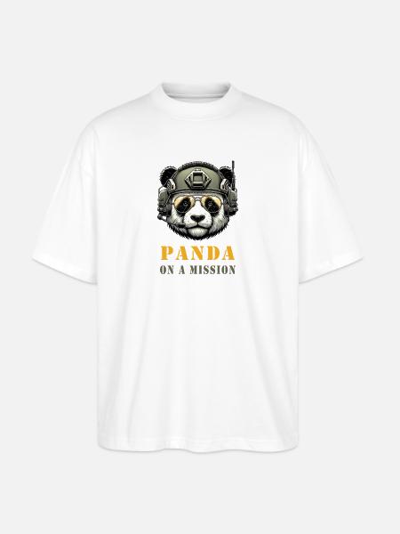 Panda in Mission / Military - Stanley/Stella Oversized Unisex Organic T-shirt Blaster 2.0 - white