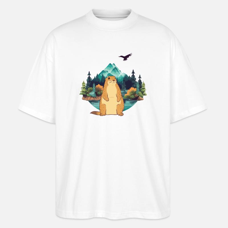 Murmeltier - Stanley/Stella Oversized Unisex Bio T-Shirt Blaster 2.0 - Weiß