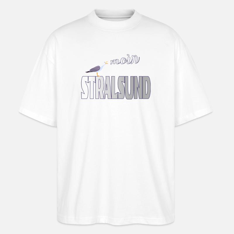 Stralsund Möwe & Moin Ostsee - Stanley/Stella Oversized Unisex Bio T-Shirt Blaster 2.0 - Weiß