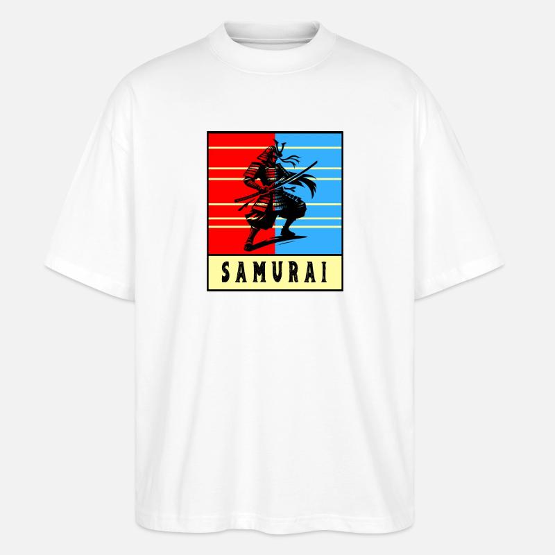 Retro Samurai Warrior - Stanley/Stella Oversized Unisex Organic T-shirt Blaster 2.0 - white