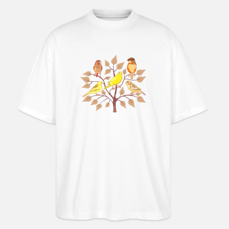 Baum mit bunten und abwechslungsreichen Vögeln - Stanley/Stella Oversized Unisex Bio T-Shirt Blaster 2.0 - Weiß