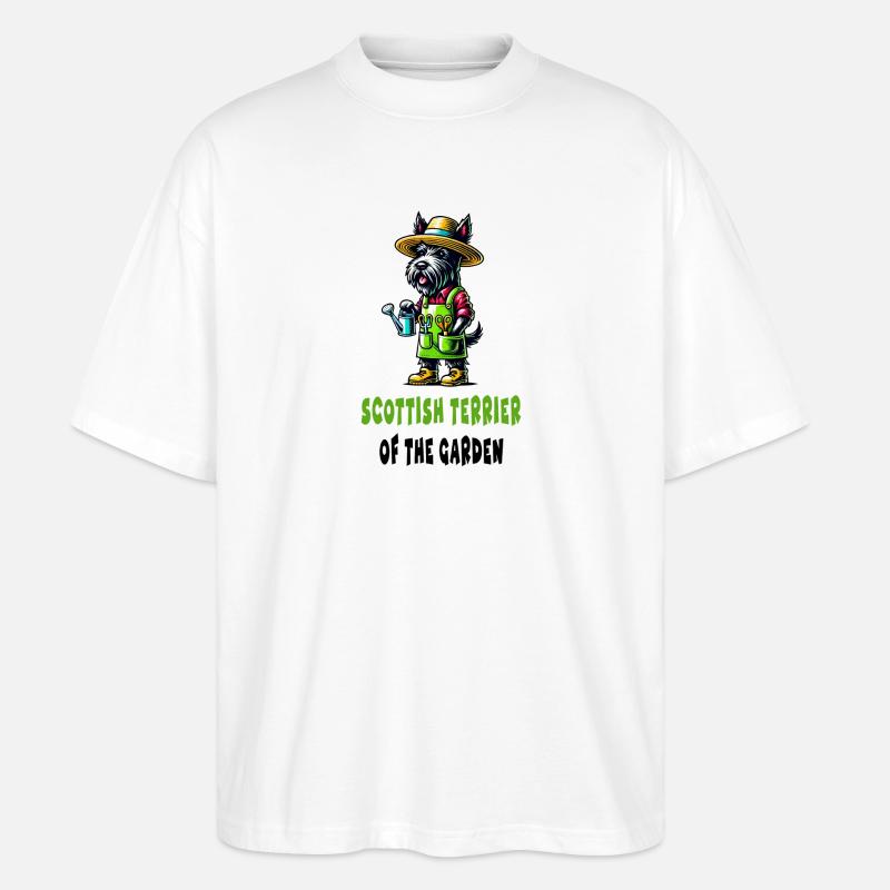 Scottish Terrier Gärtner - Stanley/Stella Oversized Unisex Bio T-Shirt Blaster 2.0 - Weiß