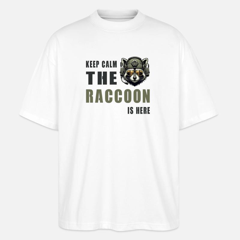 Keep Calm Raccoon est là - T-shirt bio Blaster 2.0 coupe oversize Stanley/Stella Unisexe - blanc