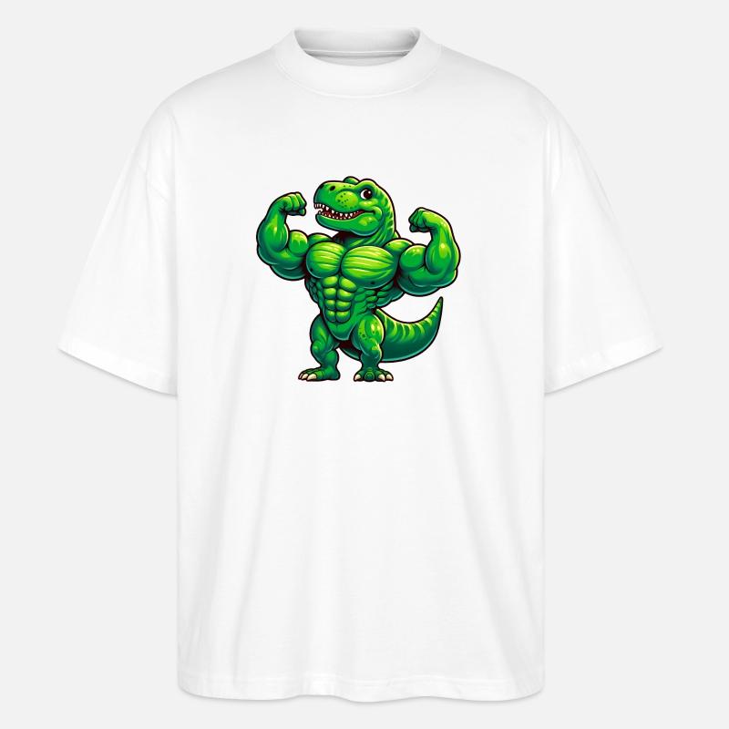 Starker Drachentrainer mit Muskel-Design - Stanley/Stella Oversized Unisex Bio T-Shirt Blaster 2.0 - Weiß