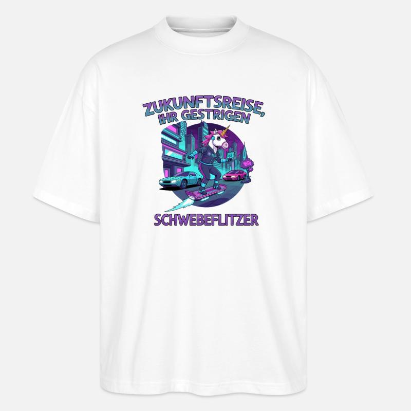 Zukunftseinhorn - Stanley/Stella Oversized Unisex Bio T-Shirt Blaster 2.0 - Weiß