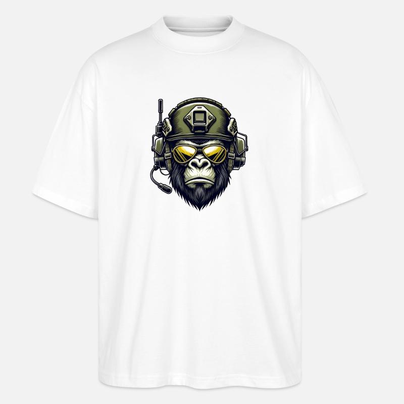 Gorilla Militär Design - Stanley/Stella Oversized Unisex Bio T-Shirt Blaster 2.0 - Weiß