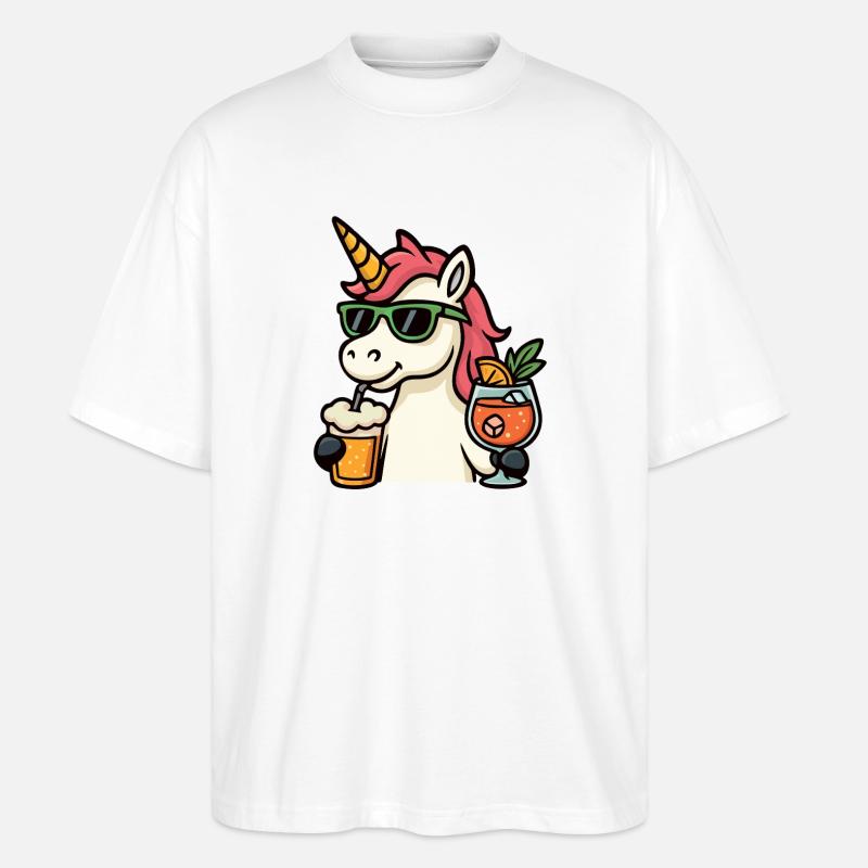 Party Einhorn Getränke - Stanley/Stella Oversized Unisex Bio T-Shirt Blaster 2.0 - Weiß
