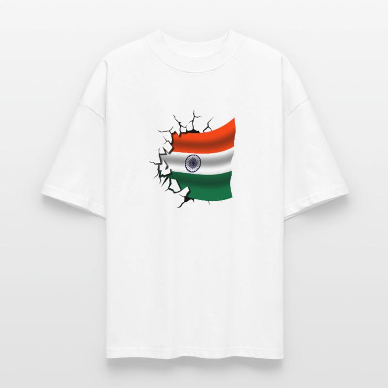 Drapeau de l’Inde - Inde - Drapeau Broken Design T-shirt bio Blaster 2.0 coupe oversize Stanley/Stella Unisexe