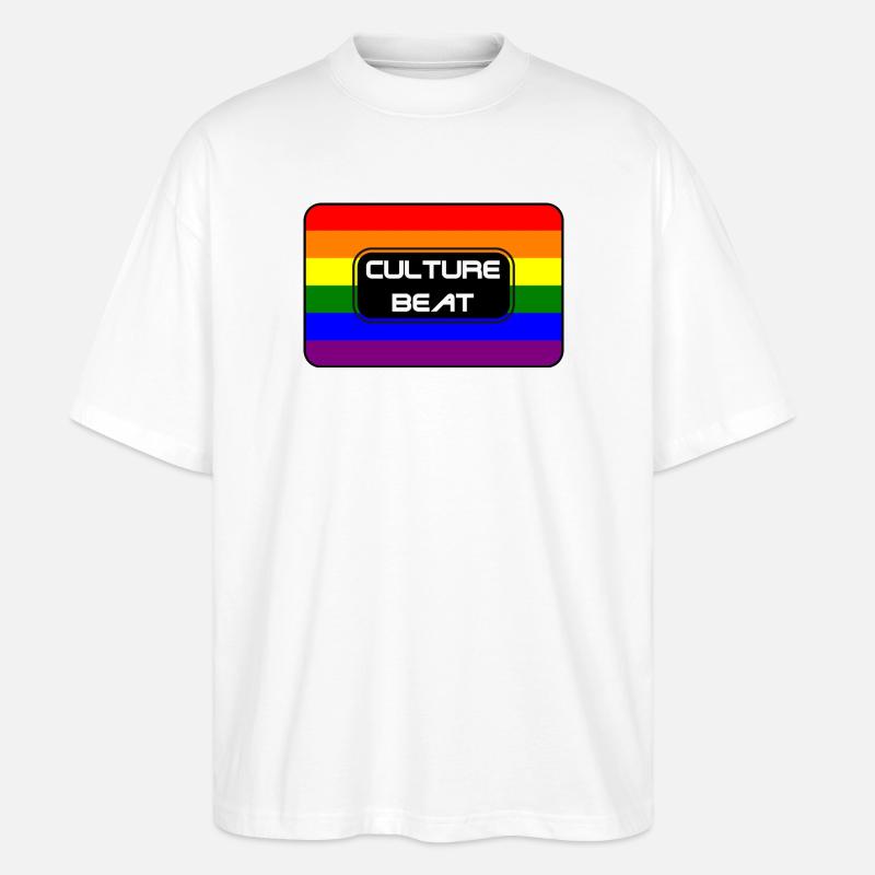 Kultur Beat Pride Logo - Stanley/Stella Oversized Unisex Bio T-Shirt Blaster 2.0 - Weiß