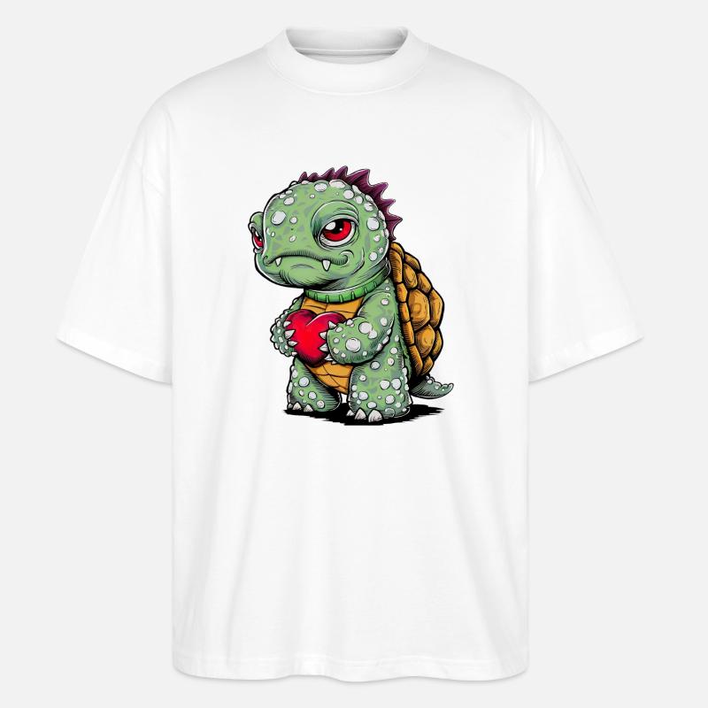 Schildkröte mit Herz - Stanley/Stella Oversized Unisex Bio T-Shirt Blaster 2.0 - Weiß