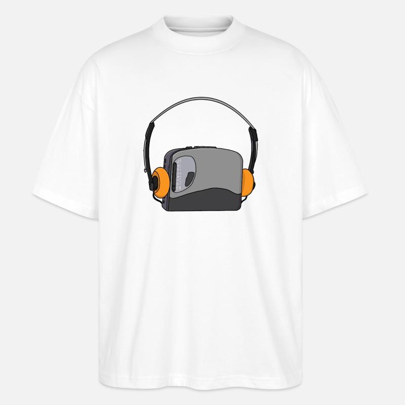 Cooler tragbarer Kassetten-Audio-Player - Stanley/Stella Oversized Unisex Bio T-Shirt Blaster 2.0 - Weiß