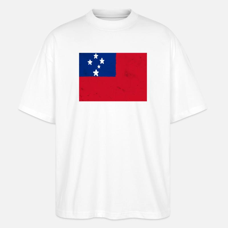 Drapeau des Samoa - T-shirt bio Blaster 2.0 coupe oversize Stanley/Stella Unisexe - blanc