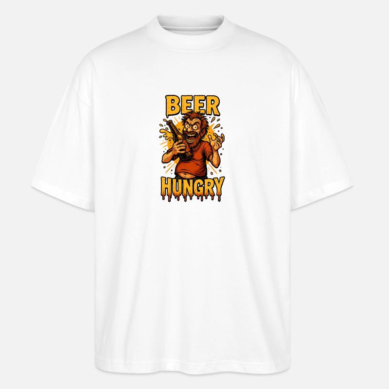 Bier Hunger Design - Stanley/Stella Oversized Unisex Bio T-Shirt Blaster 2.0 - Weiß
