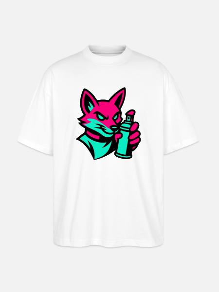 Graffiti Fox - Stanley/Stella Oversized Unisex Organic T-shirt Blaster 2.0 - white