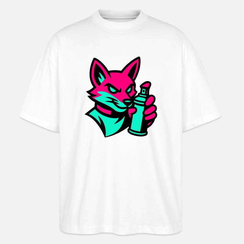 Graffiti Fuchs - Stanley/Stella Oversized Unisex Bio T-Shirt Blaster 2.0 - Weiß