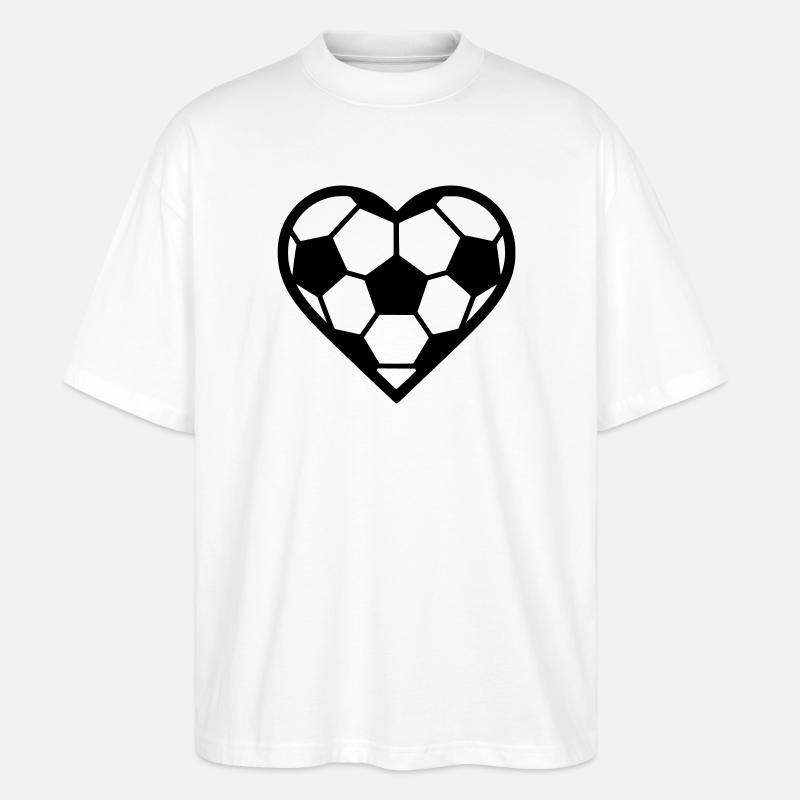 Fussball Herz schwarz - Stanley/Stella Oversized Unisex Bio T-Shirt Blaster 2.0 - Weiß