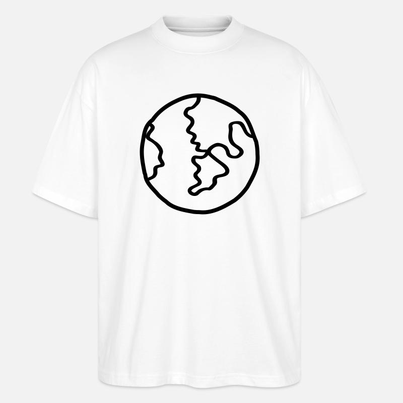 Planète Terre Doodle de l’espace - T-shirt bio Blaster 2.0 coupe oversize Stanley/Stella Unisexe - blanc