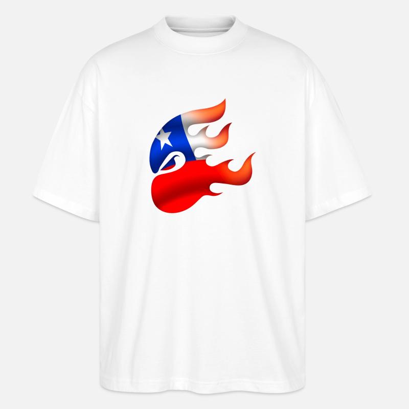 Flagge von Chile - Chile - Ninja - Stanley/Stella Oversized Unisex Bio T-Shirt Blaster 2.0 - Weiß