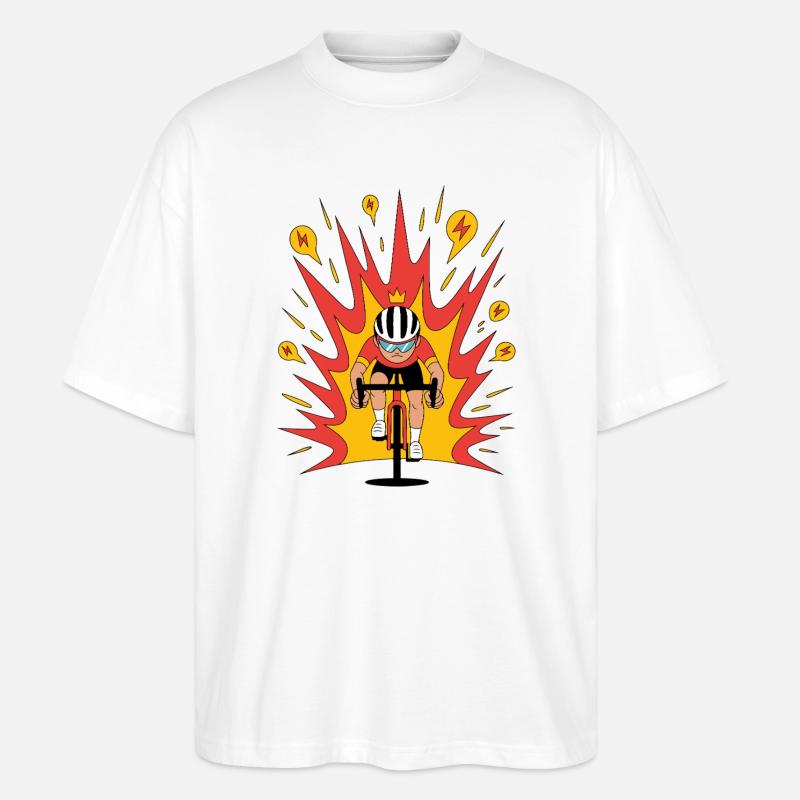Angriffsmodus Radfahrer Krone Karikatur - Stanley/Stella Oversized Unisex Bio T-Shirt Blaster 2.0 - Weiß